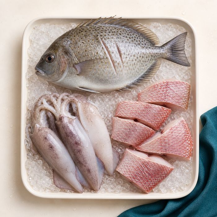Paket Bakaran Weekend: 1 kg Baronang + 0,5 kg Cumi Sedang + 1 kg Kakap