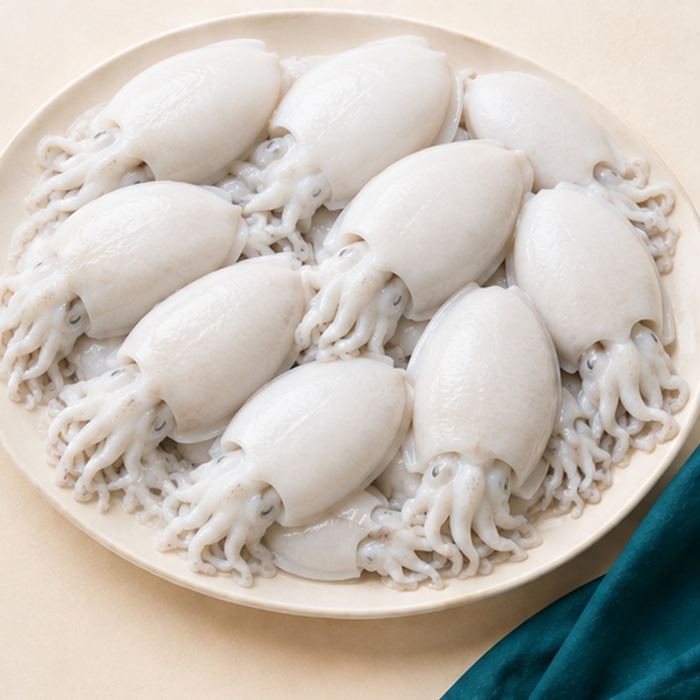 Sotong Kecil segar dibersihkan